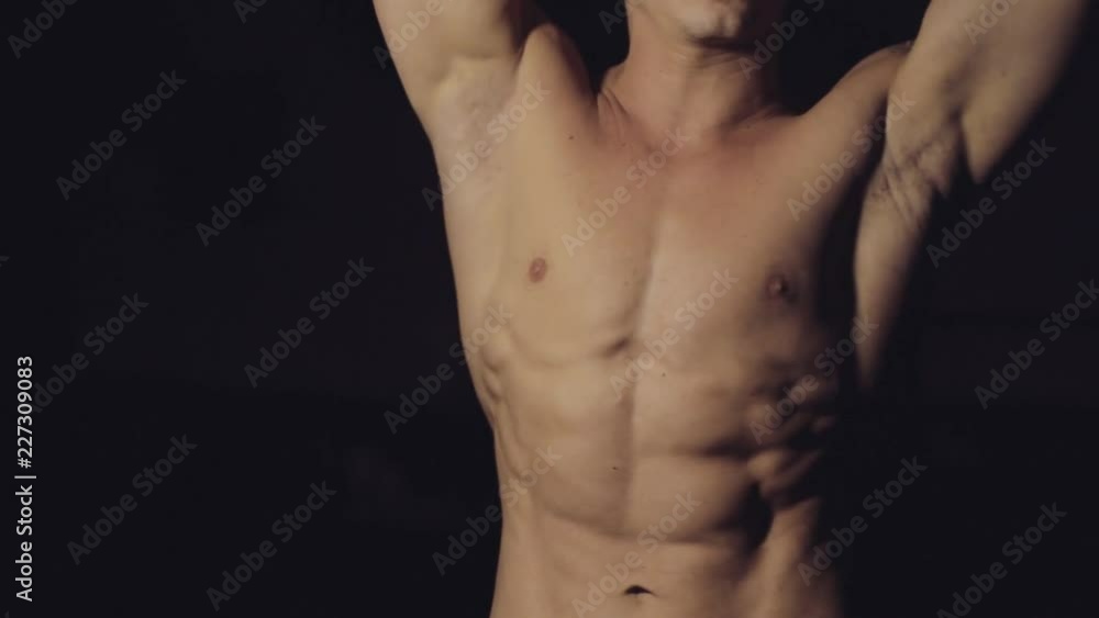 Beautiful Body Of A Young Man. Guy Flexing Arms, Torso. Beautiful Body Of A Young Man. Guy Flexing Arms, Torso.