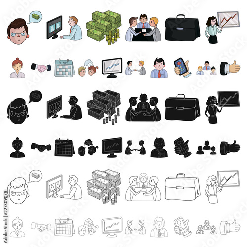 Business Conference And Negotiations cartoon icons in set collection for design.Business and training vector symbol stock web illustration.