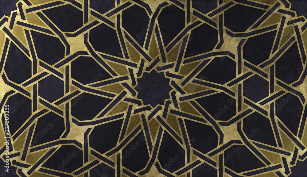 Islamic decorative pattern with golden artistic texture. Islamic decorative pattern with golden artistic texture.