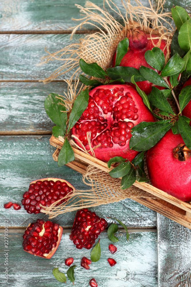 Fresh sliced pomegranates 