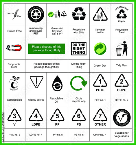 set of reduce reuse recycle element concept. easy to modifyv