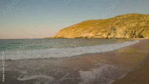 View of Zorkos Beach in Andros island in Greece. A beautiful touristic destination. photo