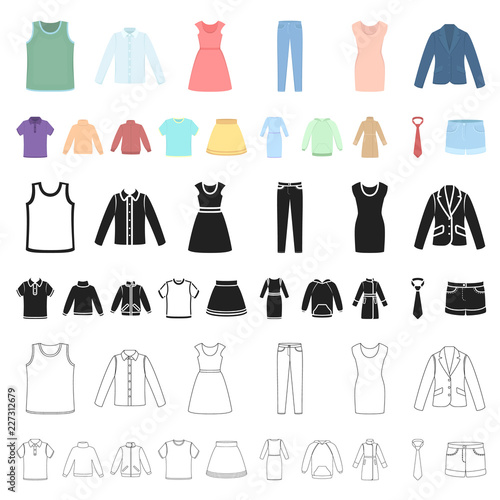 Different kinds of clothes cartoon icons in set collection for design. Clothes and style vector symbol stock web illustration.