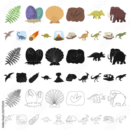 Different dinosaurs cartoon icons in set collection for design. Prehistoric animal vector symbol stock web illustration.