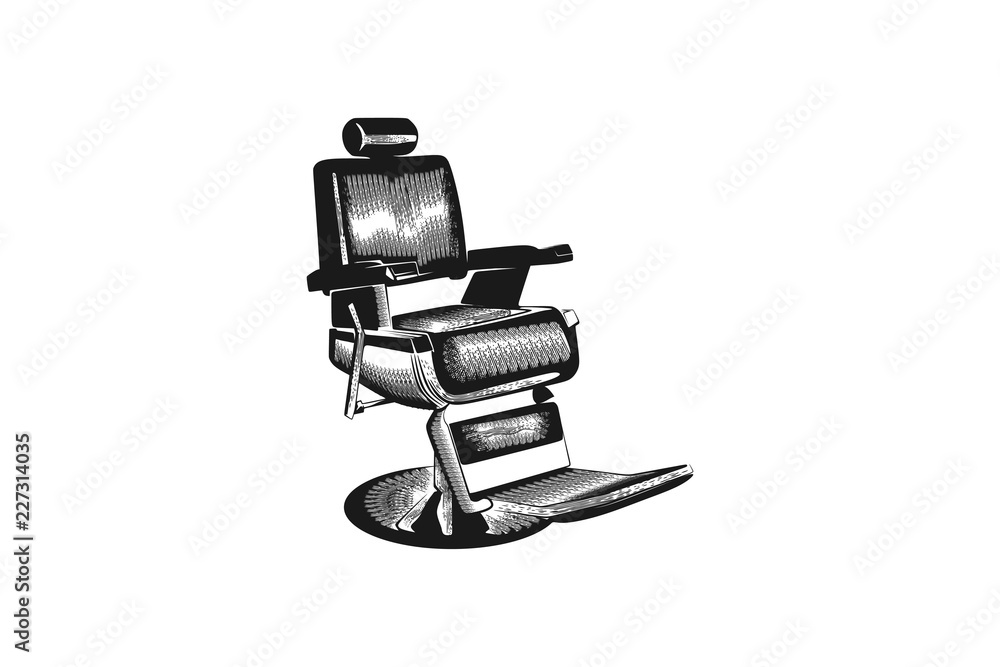 hand drawn barber shop chair, vintage barber logo Designs Inspiration