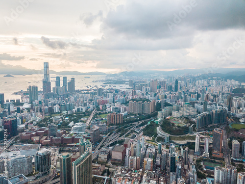 Fototapeta Naklejka Na Ścianę i Meble -  Hong Kong City at aerial view in the sky