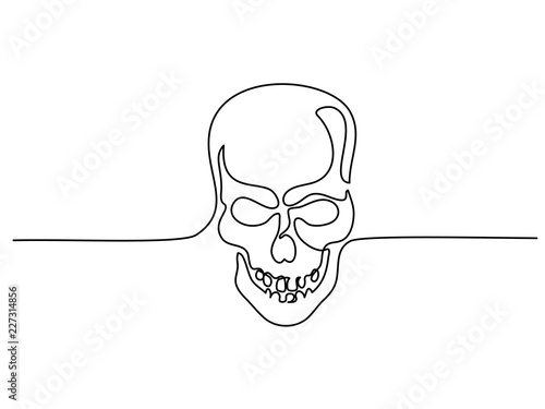 Continuous one line drawing. Abstract human skull. Vector illustration