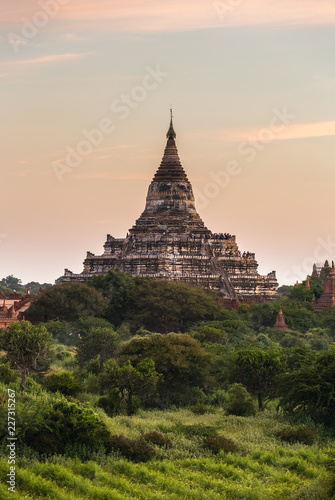Old Bagan pagodas and temples at sunrise in Myanmar