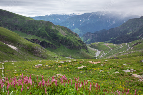 View from Rohtang pass at beautiful green valley, Himachal Pradesh, India