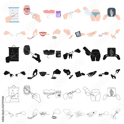 Manipulation by hands cartoon icons in set collection for design. Hand movement in medicine vector symbol stock web illustration.