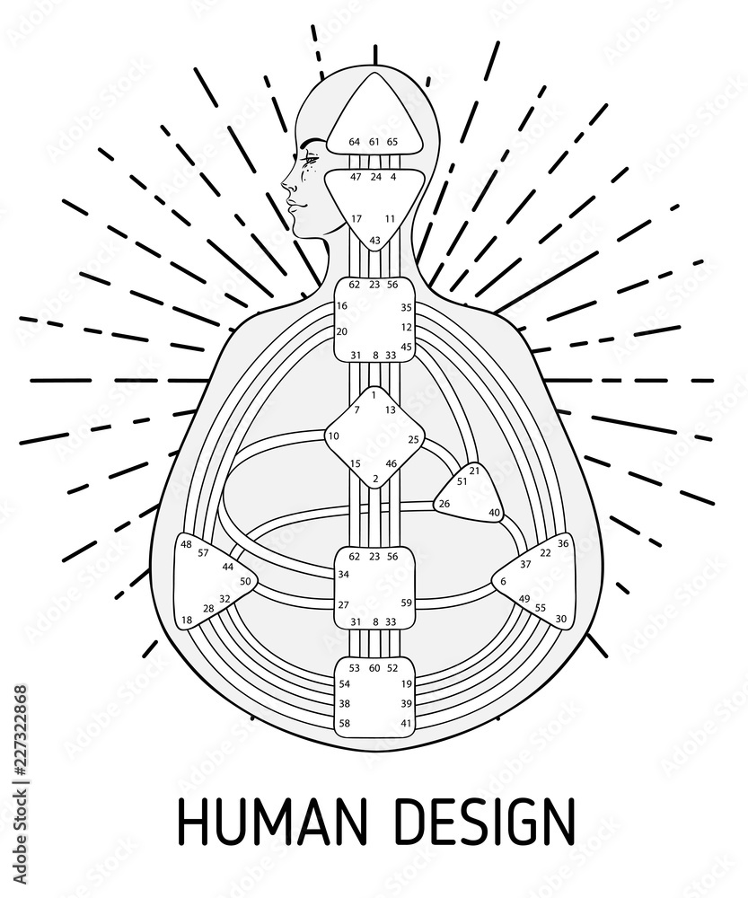 Human design bodygraph chart design. Vector isolated illustration.