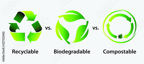 recycle, biodegradable, and compostable concept or reduce reuse recycle concept. easy to modify