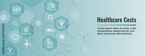 Healthcare costs Icon Set Web Header Banner - expenses showing concept of expensive health care