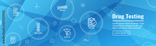 Drug Testing and Process Web Header Banner w Icon Set