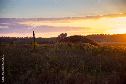 sunset over field