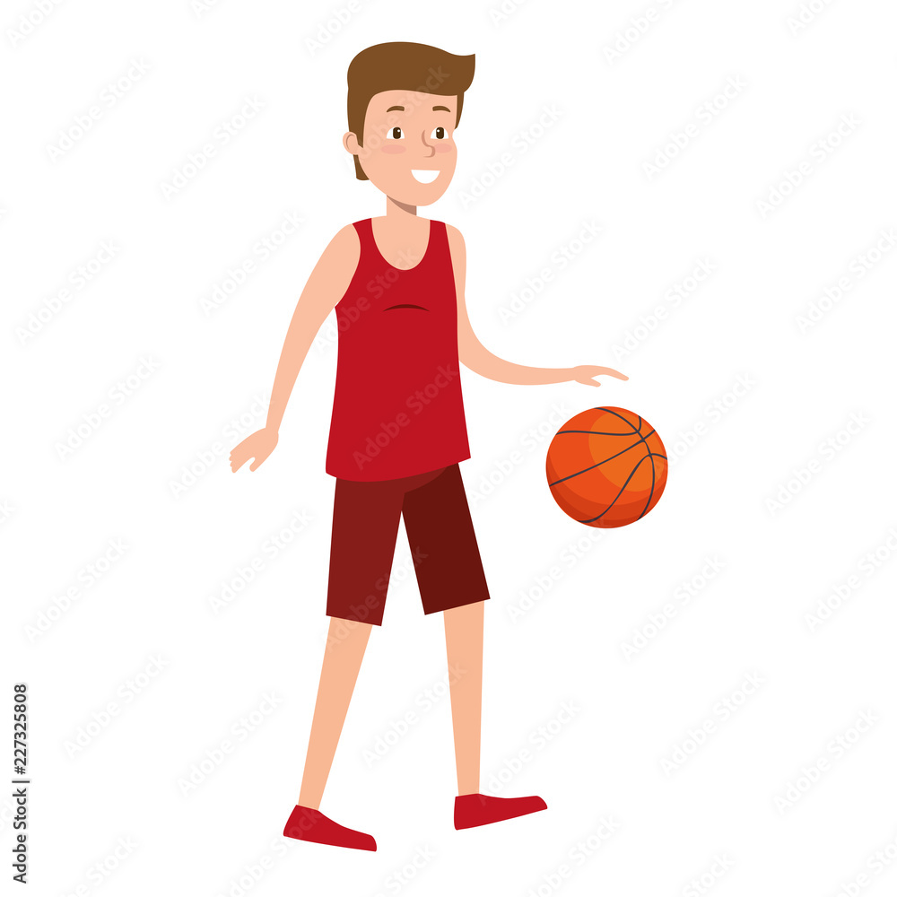 young man practicing basketball