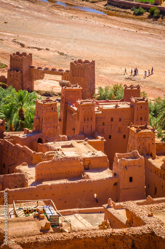 Aerial view on Kasbah Ait Ben Haddou and desert near Atlas Mountains, Morocco © Olena Zn