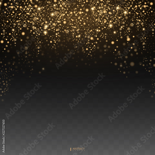 Christmas Glow light effect. Star burst with sparkles. Golden glowing lights. Gold glittering star dust trail sparkling particles on transparent background. EPS10