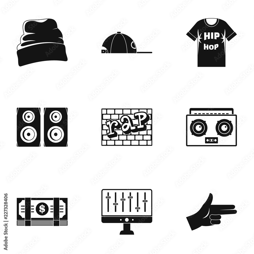 Rap icon set. Simple set of 9 rap vector icons for web design on white  background Stock Vector | Adobe Stock