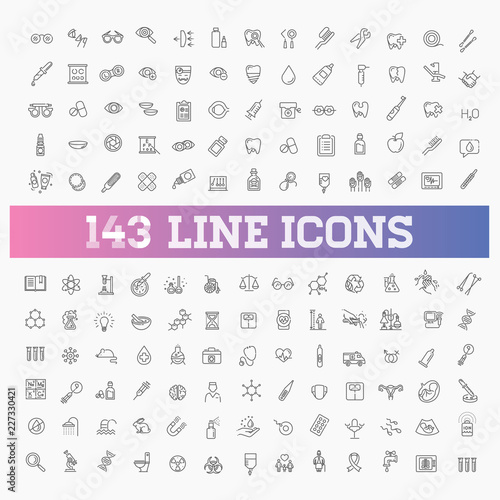 Line medicine consepts, Icons set