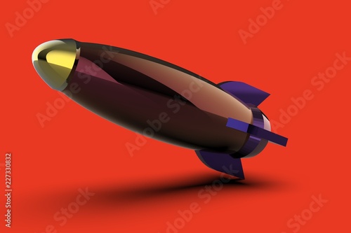 Rocket space ship 3D rendering