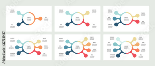 Business infographics. Organization charts with 3, 4, 5, 6, 7, 8 options. Vector template.