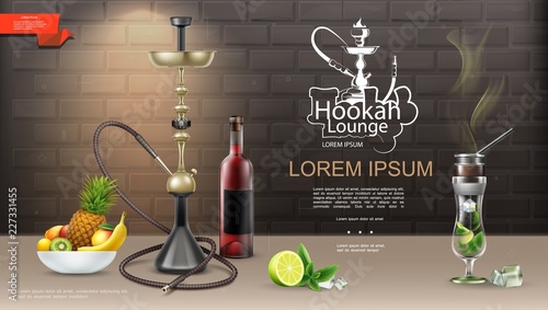 Realistic Hookah Lounge Bar Template