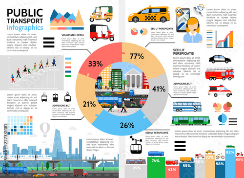 Flat Public Transport Infographic Concept