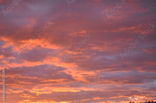 Good summer weather. Beautiful bright red sunset.