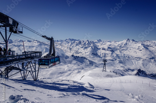 The Grande Motte gondola in Espace Killy the ski resorts of Tignes and Val D'Isere. Espace Killy is a name given to a ski area in the Tarentaise Valley, Savoie in the French Alp photo