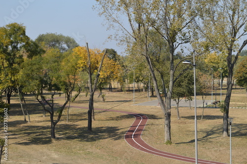 Park with walkway and track in Belgrade