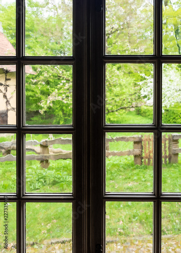 The window of an old farmhouse  inside