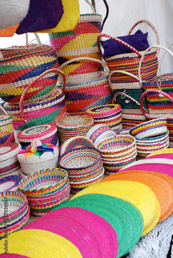 colorful handicraft in taxco in  mexico