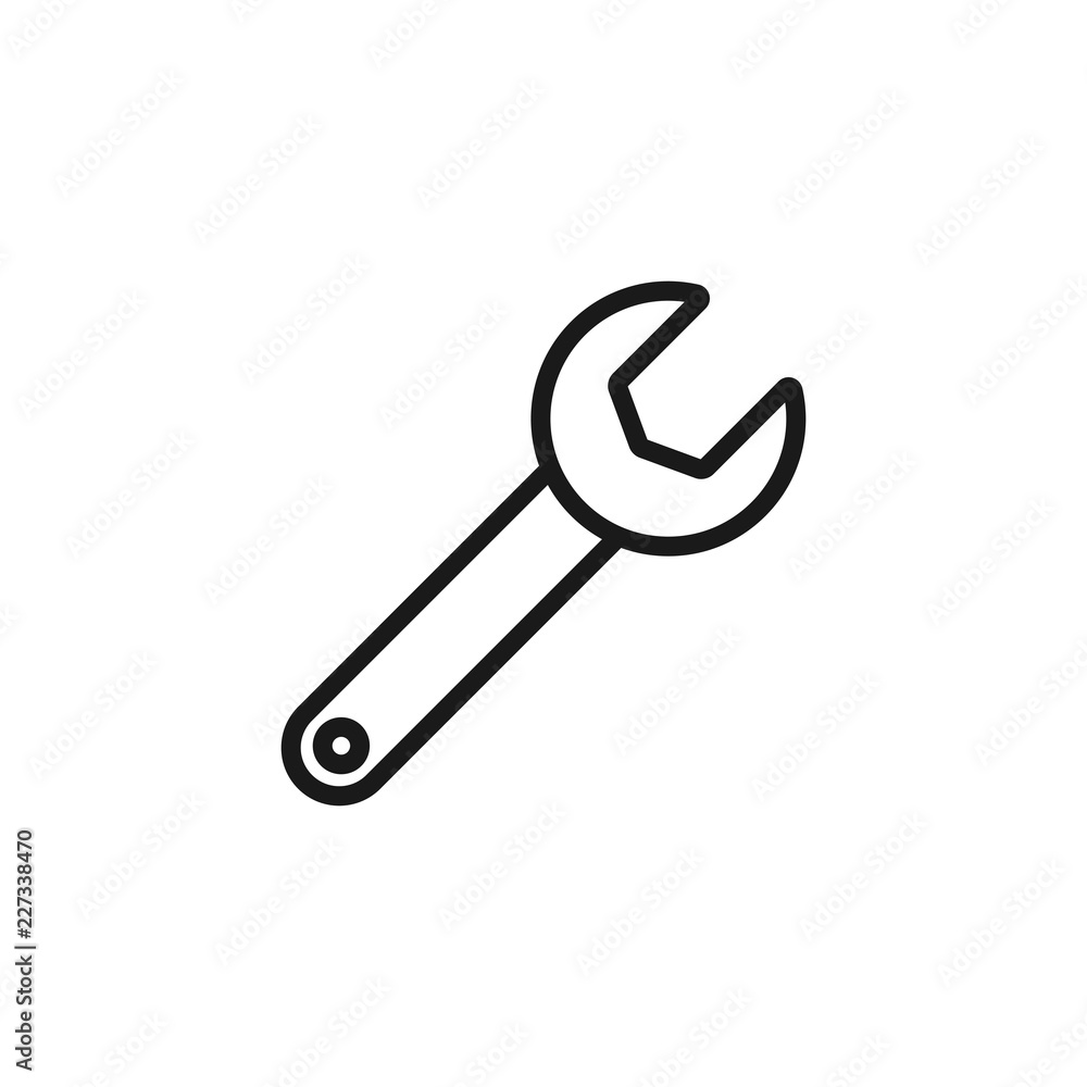 Vector line style icon with wrench. Vector illustration on white background. Vector line style icon with wrench. Vector illustration on white background.