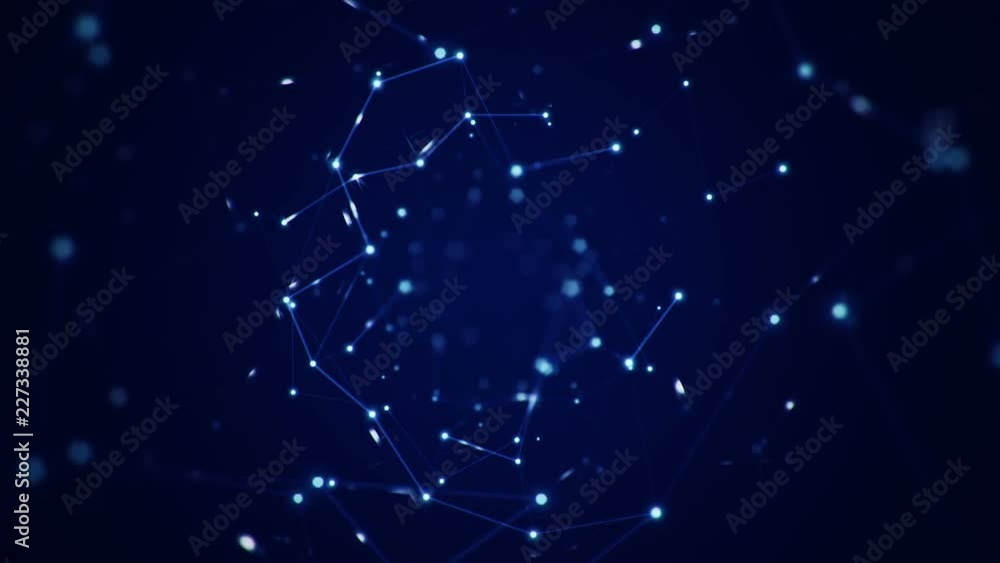 Abstract background with animation of flying into technology tunnel from geometry surfaces, lines, points and counters. Animation of seamless loop. Abstract background with animation of flying into technology tunnel from geometry surfaces, lines, points and counters. Animation of seamless loop.
