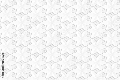 Seamless texture of white hexagonal flower volume 3d illustration