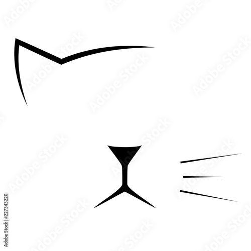 muzzle of a cat in the contours of the ear, nose, mustache