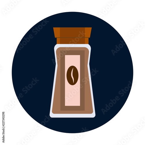 Coffee glass jar icon. Instant coffee granules flat design