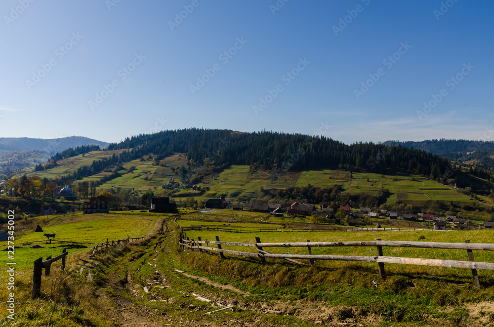 Carpathian mountains in sunny day in the autumn season Carpathian mountains in sunny day in the autumn season