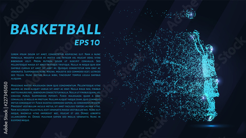 Basketball of the particles. A silhouette of a basketball player consists of circles and points. Vector illustration