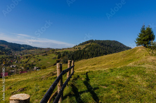 Carpathian mountains in sunny day in the autumn season