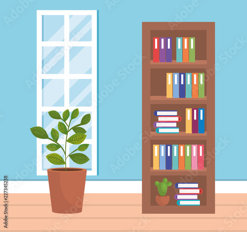 home place with books case scene