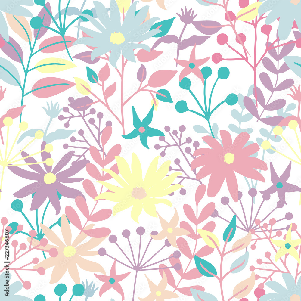 Tropical seamless leaves pattern. Vector illustration