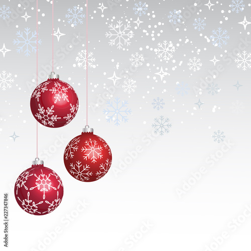 Christmas greeting card with festive balls and space for text.