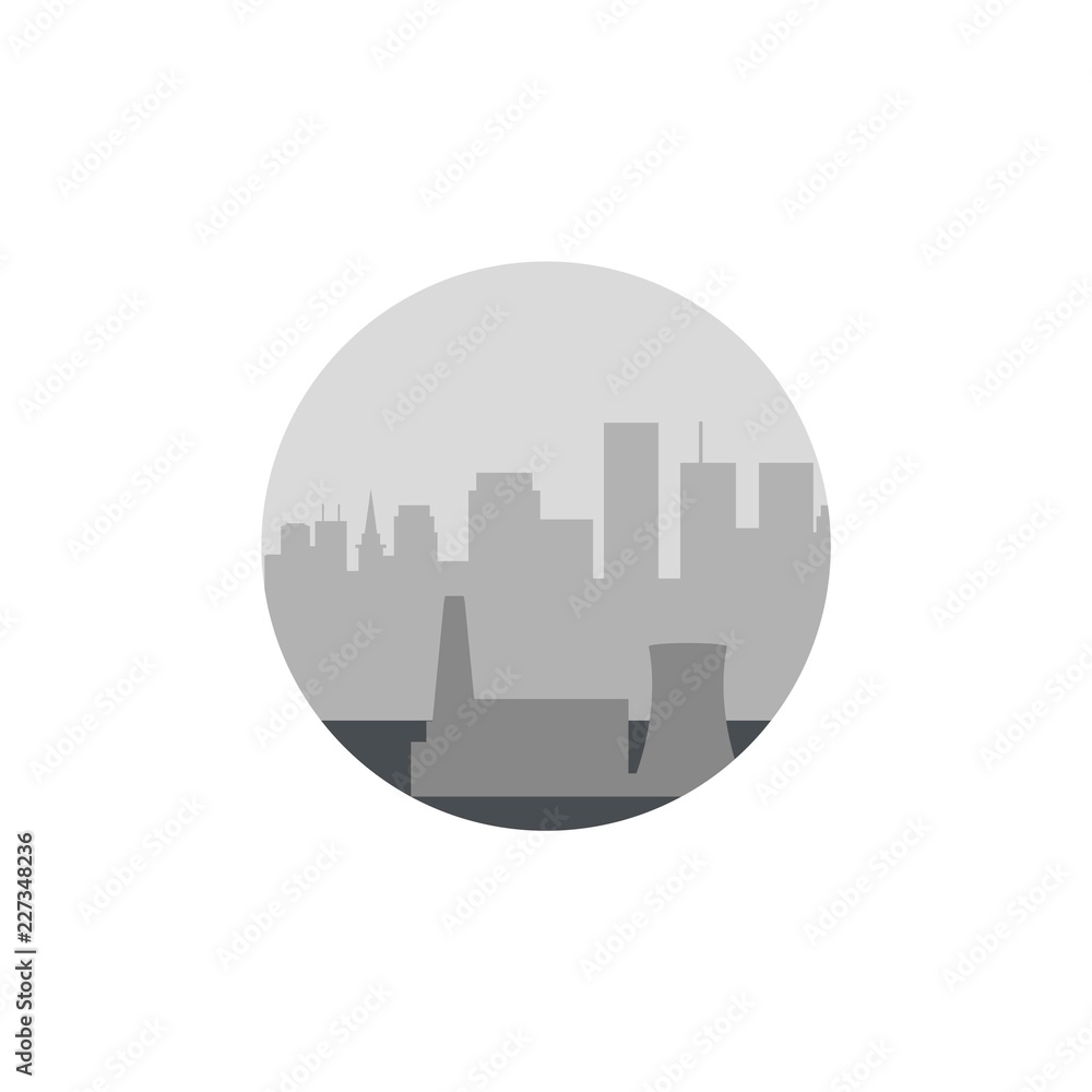 City landscape icon. Grey building, urban world. Vector illustration