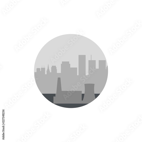 City landscape icon. Grey building, urban world. Vector illustration