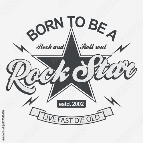 Rock star lettering, poster or t-shirt, vector