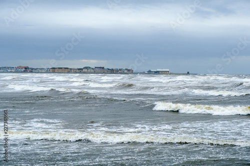 Saltcoats Harbour and Bay as the Waves get higher during Stormy Seas