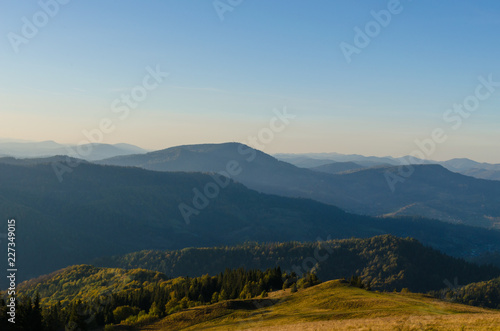 Carpathian mountains in sunny day in the autumn season © zyoma_1986