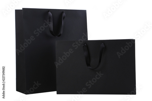 Black shopping bags isolated on white background